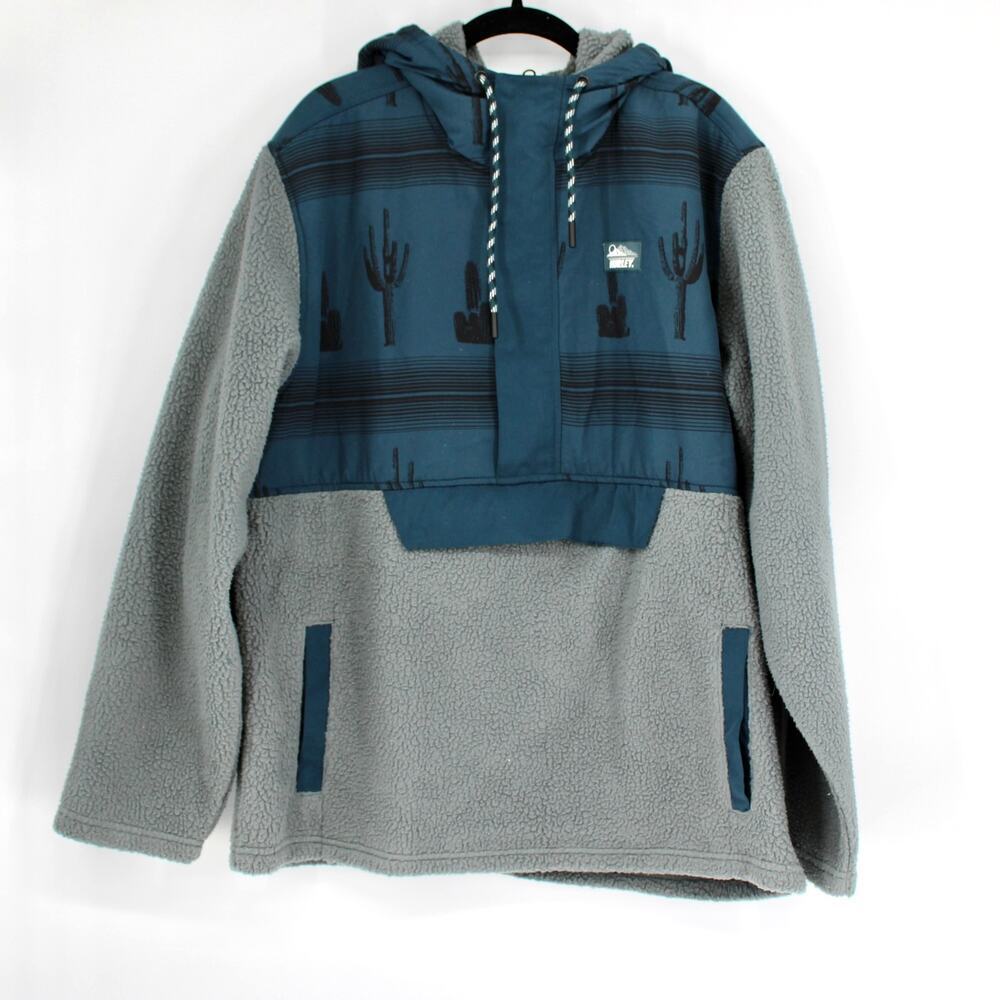Hurley Evergreen Burrito Anorak Pullover Sweater Mens Size Large Stone Grey NEW
